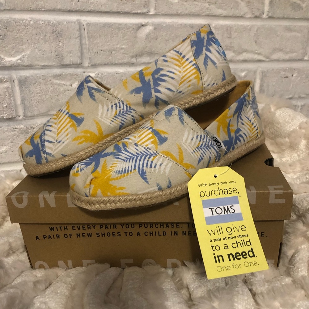 Toms Classic Birch Tropical Palm Rope Sole Flat